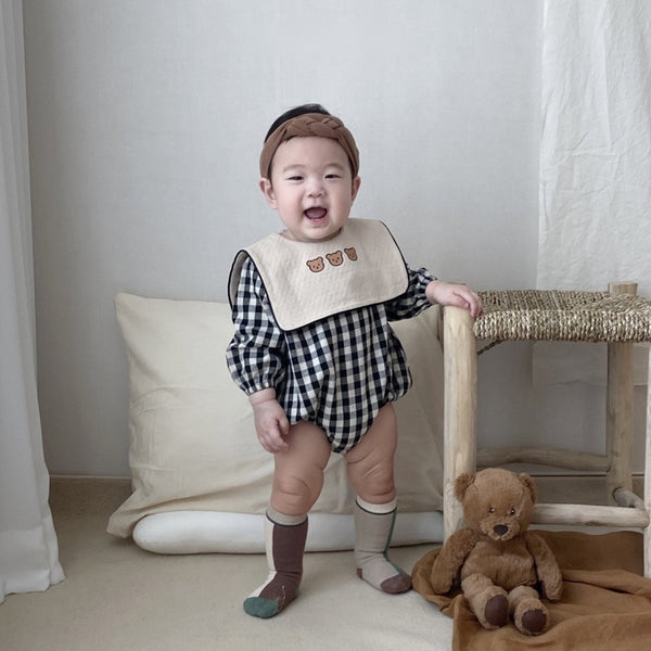 Teddy bear embroidered romper