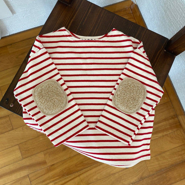 Striped Elbow Patch Sweatshirt