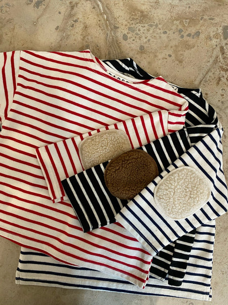 Striped Elbow Patch Sweatshirt