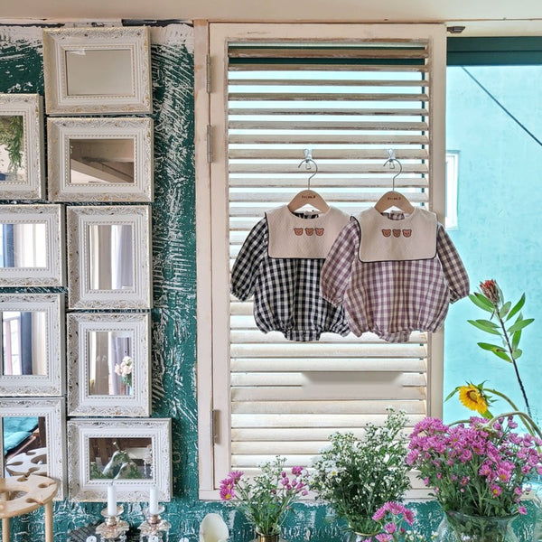 Teddy bear embroidered romper