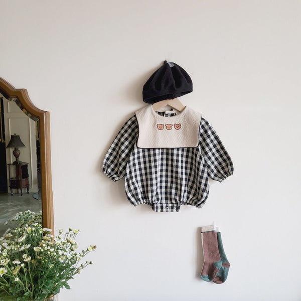 Teddy bear embroidered romper