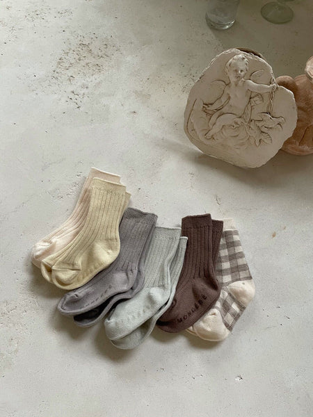 Ribbed Knee Socks- Gingham (6-Pack)
