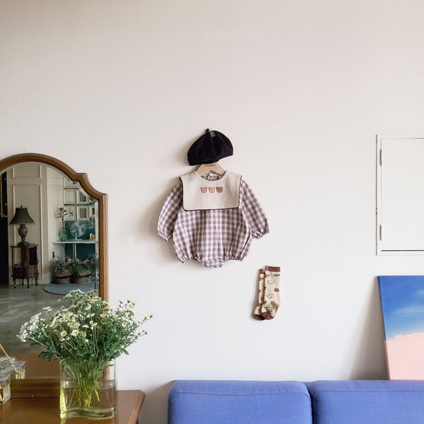 Teddy bear embroidered romper