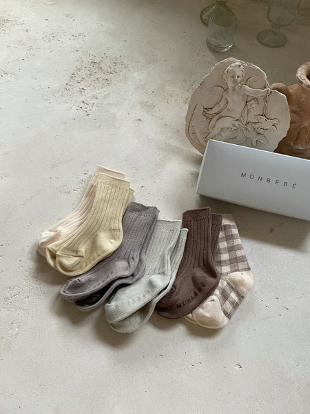 Ribbed Knee Socks- Gingham (6-Pack)