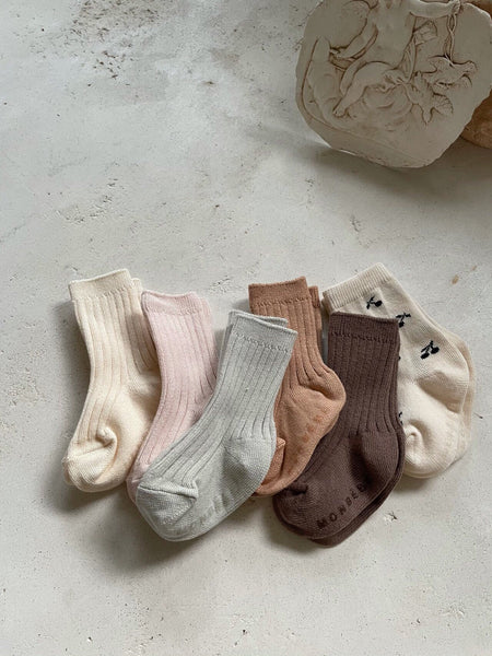 Ribbed Knee Socks- Cherry (6-Pack)