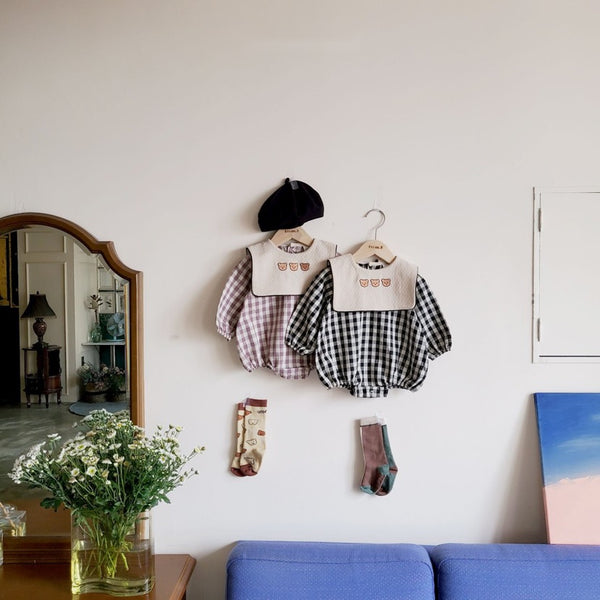 Teddy bear embroidered romper