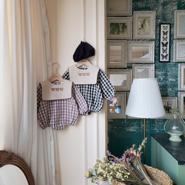 Teddy bear embroidered romper