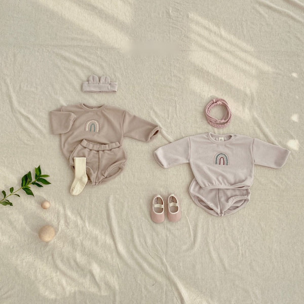 Rainbow Ribbed Top and Bloomer (Set)