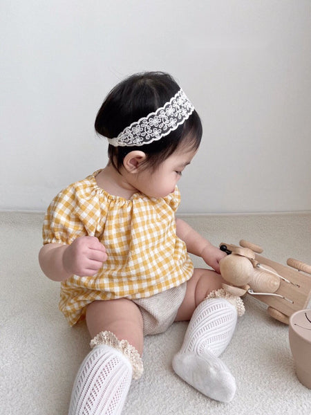 Gingham Short Sleeves Blouse