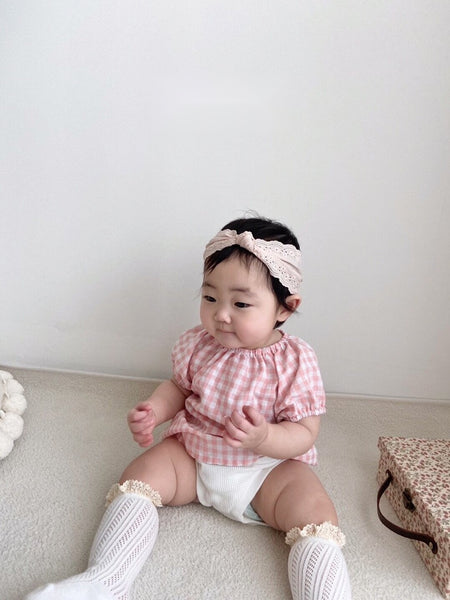 Gingham Short Sleeves Blouse