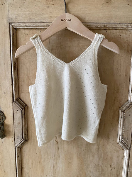 Pointelle Sleeveless Knit Top