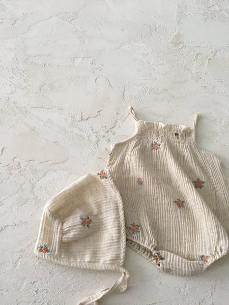 Flower Embroidered Sleeveless Romper