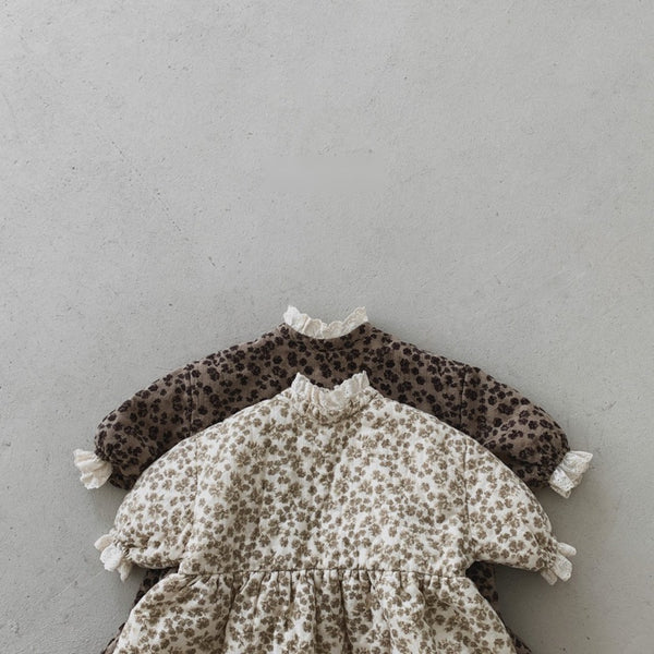 Floral Pattern Padded Dress