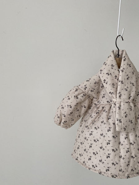 Flower Padded Dress with Scarf (Set)