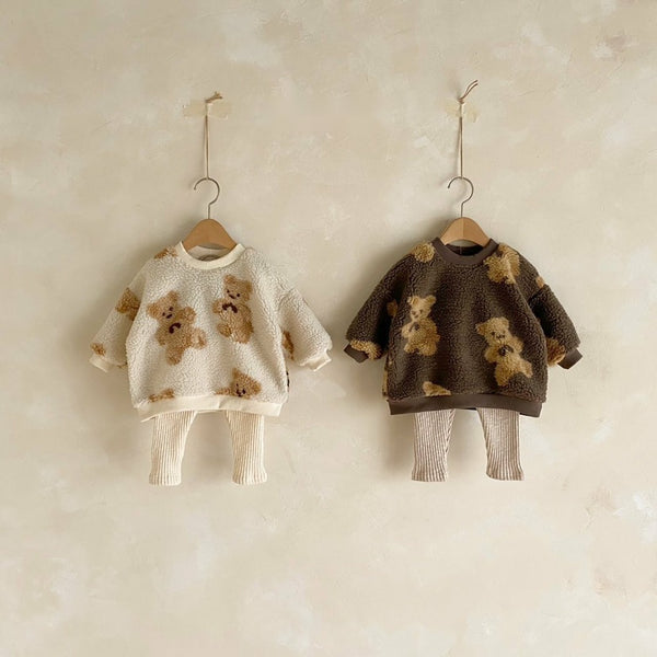 Teddy Bear Sherpa Sweatshirts and Leggings Set