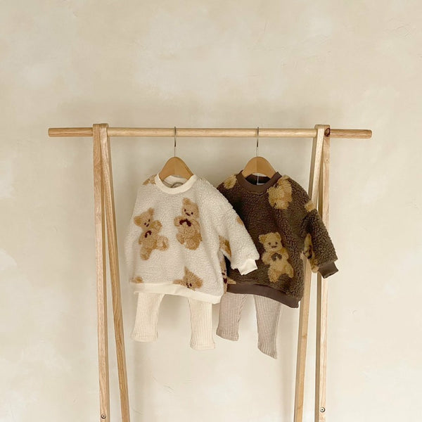 Teddy Bear Sherpa Sweatshirts and Leggings Set