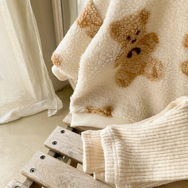 Teddy Bear Sherpa Sweatshirts and Leggings Set