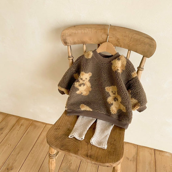 Teddy Bear Sherpa Sweatshirts and Leggings Set