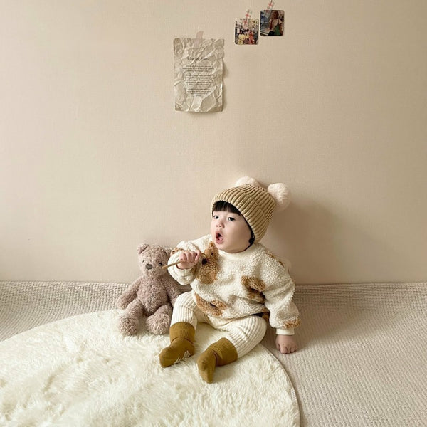 Teddy Bear Sherpa Sweatshirts and Leggings Set