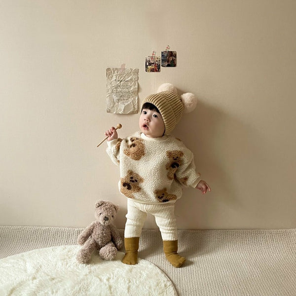 Teddy Bear Sherpa Sweatshirts and Leggings Set
