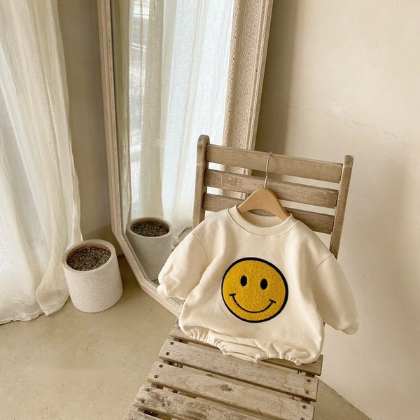 Smiley Face  Sweatshirt Romper