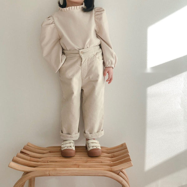 Corduroy Ruffleneck Blouse
