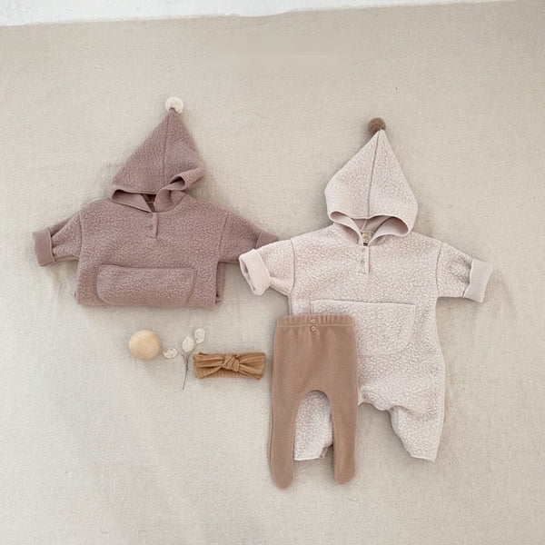 Sherpa Fleece Hoodie Romper