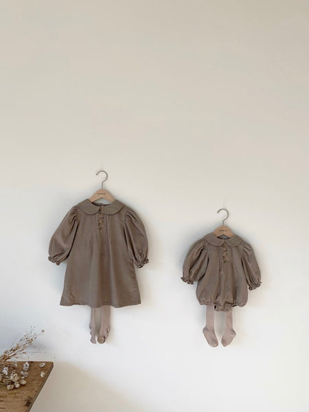 Corduroy Flower Embroidered Bodysuit