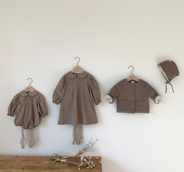 Corduroy Flower Embroidered Bodysuit