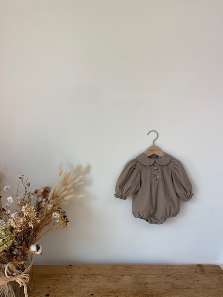 Corduroy Flower Embroidered Bodysuit