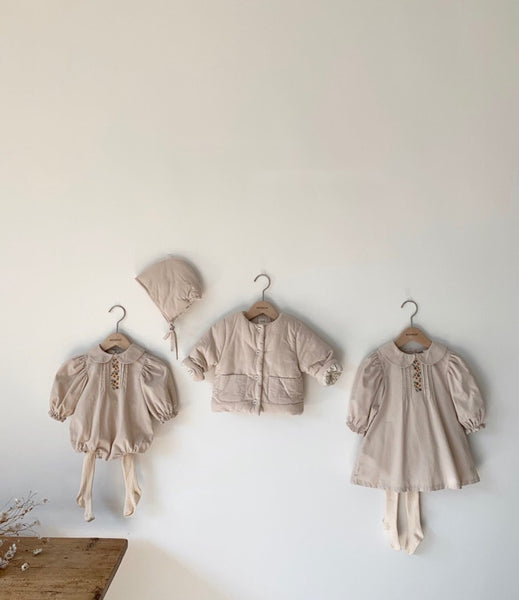 Corduroy Flower Embroidered Bodysuit