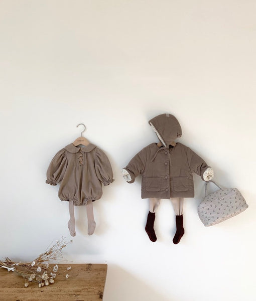 Corduroy Flower Embroidered Bodysuit