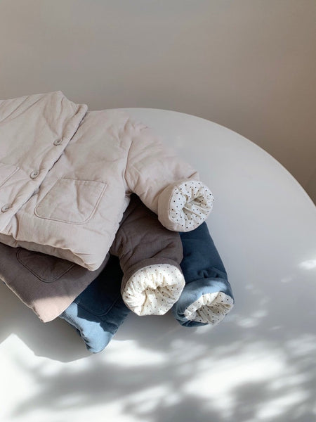 Corduroy Padded Jacket with Bonnet (Set)