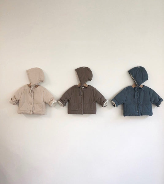Corduroy Padded Jacket with Bonnet (Set)