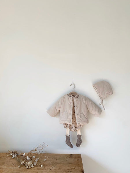 Corduroy Padded Jacket with Bonnet (Set)