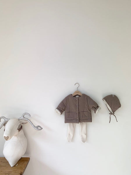 Corduroy Padded Jacket with Bonnet (Set)