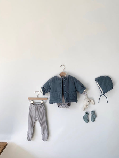 Corduroy Padded Jacket with Bonnet (Set)