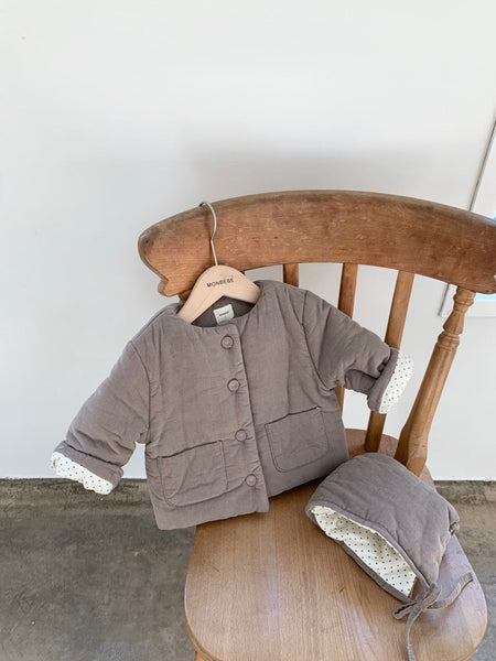 Corduroy Padded Jacket with Bonnet (Set)