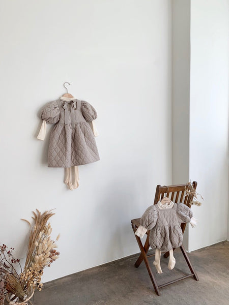 Quilted Bodysuit with Bowtie