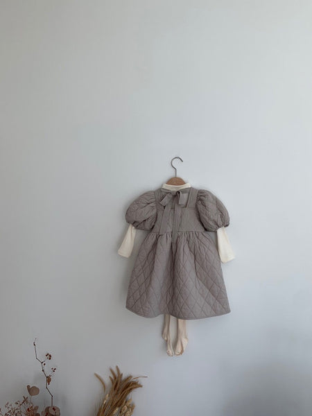 Quilted Dress with Bowtie