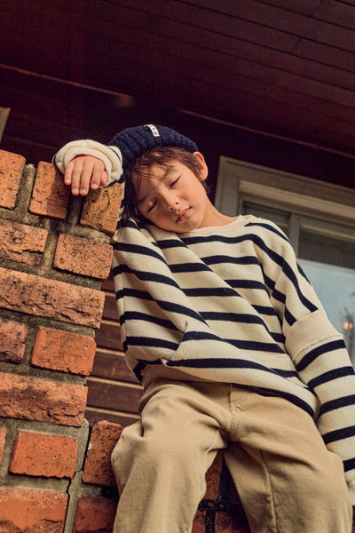 Striped Pouch Pocket Sweatshirt