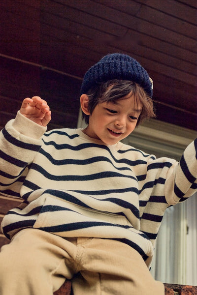 Striped Pouch Pocket Sweatshirt