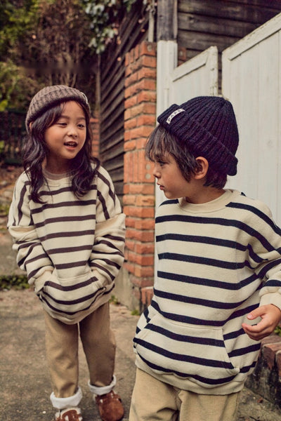 Striped Pouch Pocket Sweatshirt