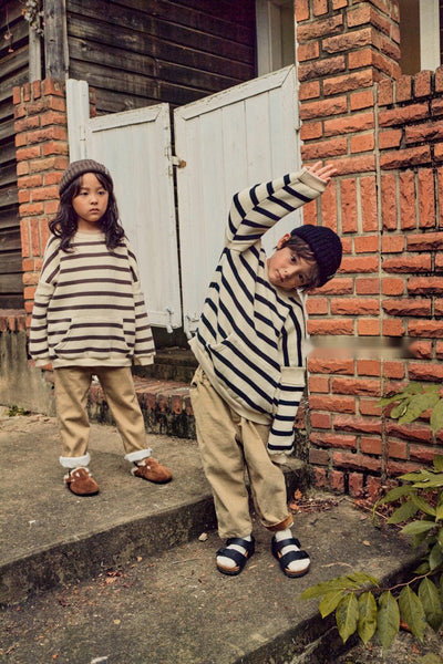 Striped Pouch Pocket Sweatshirt