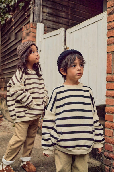 Striped Pouch Pocket Sweatshirt