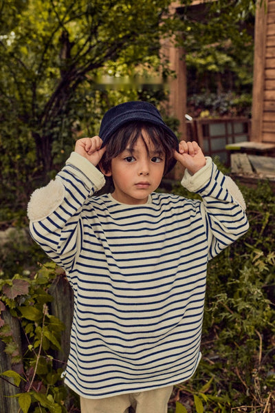 Striped Elbow Patch Sweatshirt