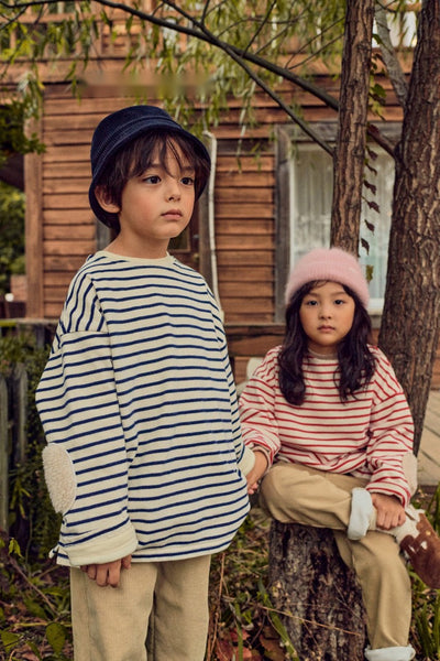 Striped Elbow Patch Sweatshirt