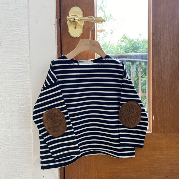 Striped Elbow Patch Sweatshirt