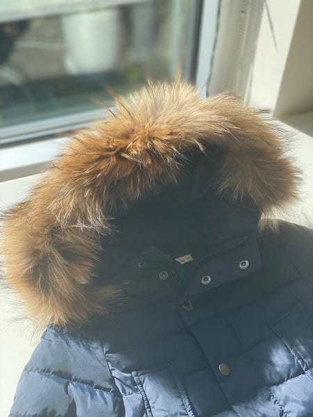 Down Padded Long Jacket with Raccoon hood