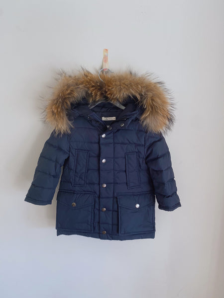 Down Padded Long Jacket with Raccoon hood